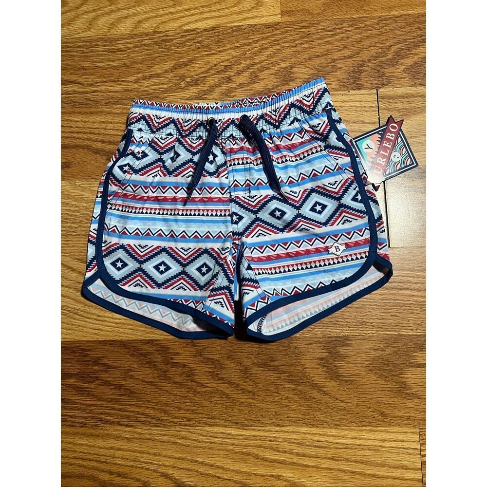 Burlebo NWT Boys Geometric Swim Trunks Youth XS